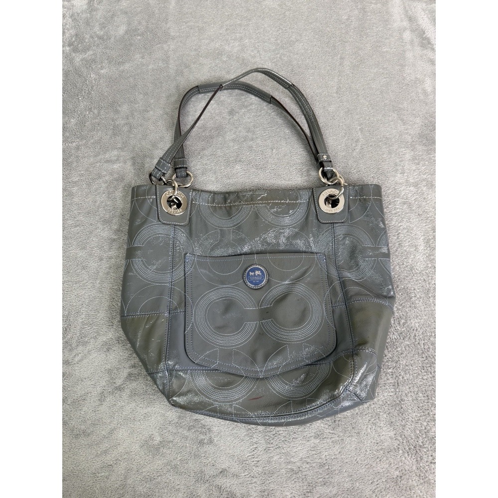 Vintage Y2K Coach Alex Quilted Patent Leather Tote Bag 14265 Green
